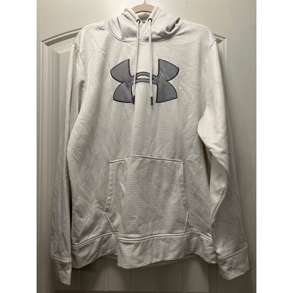Under Armour Men’s Loose Fit Coldgear Fleece Big Logo‎ Sweatshirt Size L White - Picture 1 of 4